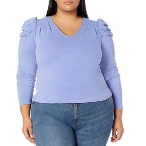 CLEARANCE KENDALL + KYLIE Puff Sleeve V-neck Sweatshirt